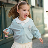 Dave&Bella Toddler Girls Elegant Bamboo Green Soft Long-sleeved Cardigan Skirt Suits