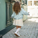 Dave&Bella Toddler Girls Elegant Bamboo Green Soft Long-sleeved Cardigan Skirt Suits