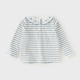 Dave&Bella Toddler Girls Cute Blue White Striped Soft Cotton T-shirt Tops