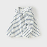 Dave&Bella Toddler Girls Cute Blue White Striped Soft Cotton T-shirt Tops