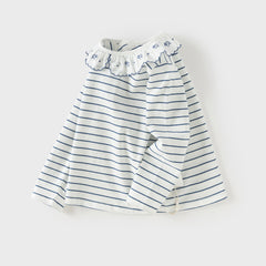 Dave&Bella Toddler Girls Cute Blue White Striped Soft Cotton T-shirt Tops