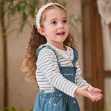 Dave&Bella Toddler Girls Cute Blue White Striped Soft Cotton T-shirt Tops