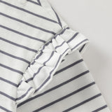 Dave&Bella Toddler Girls Fashion Navy Blue Striped Lightweight Cotton T-shirt Tops