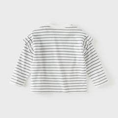 Dave&Bella Toddler Girls Fashion Navy Blue Striped Lightweight Cotton T-shirt Tops