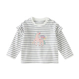Dave&Bella Toddler Girls Fashion Navy Blue Striped Lightweight Cotton T-shirt Tops