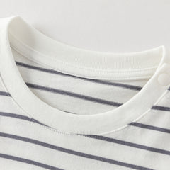 Dave&Bella Toddler Girls Fashion Navy Blue Striped Lightweight Cotton T-shirt Tops