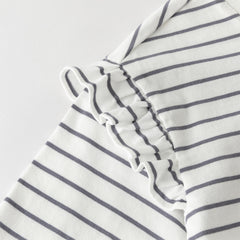 Dave&Bella Toddler Girls Fashion Navy Blue Striped Lightweight Cotton T-shirt Tops