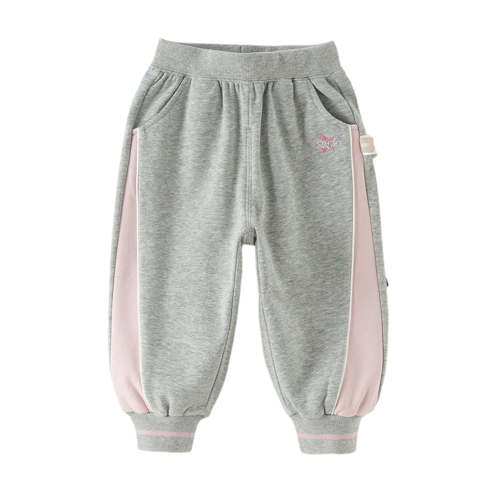 Dave&Bella Toddler Girls Navy Blue/Light Grey Loose Sports Casual Pants