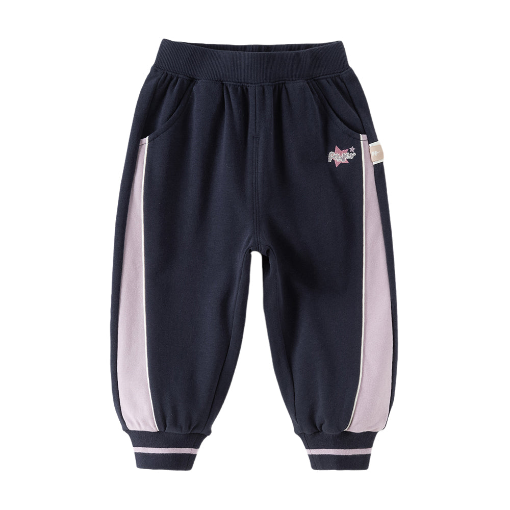 Dave&Bella Toddler Girls Navy Blue/Light Grey Loose Sports Casual Pants