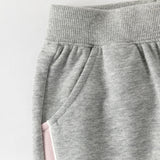 Dave&Bella Toddler Girls Navy Blue/Light Grey Loose Sports Casual Pants