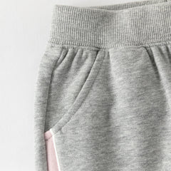 Dave&Bella Toddler Girls Navy Blue/Light Grey Loose Sports Casual Pants