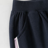 Dave&Bella Toddler Girls Navy Blue/Light Grey Loose Sports Casual Pants