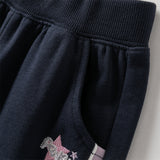 Dave&Bella Toddler Girls Navy Blue/Light Grey Loose Sports Casual Pants