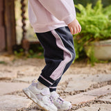 Dave&Bella Toddler Girls Navy Blue/Light Grey Loose Sports Casual Pants