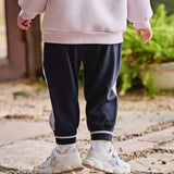 Dave&Bella Toddler Girls Navy Blue/Light Grey Loose Sports Casual Pants