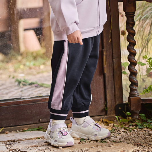 Dave&Bella Toddler Girls Navy Blue/Light Grey Loose Sports Casual Pants