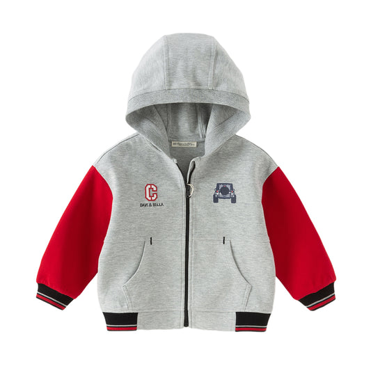 Dave&Bella Toddler Boys Casual Light Grey Outwear Long Sleeve Hooded Jackets