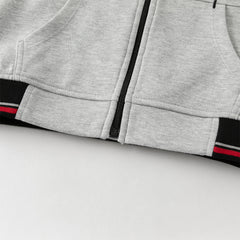 Dave&Bella Toddler Boys Casual Light Grey Outwear Long Sleeve Hooded Jackets