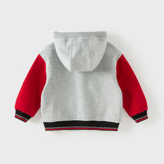 Dave&Bella Toddler Boys Casual Light Grey Outwear Long Sleeve Hooded Jackets