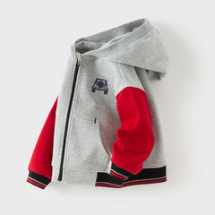 Dave&Bella Toddler Boys Casual Light Grey Outwear Long Sleeve Hooded Jackets