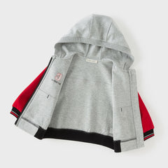 Dave&Bella Toddler Boys Casual Light Grey Outwear Long Sleeve Hooded Jackets