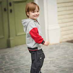 Dave&Bella Toddler Boys Casual Light Grey Outwear Long Sleeve Hooded Jackets