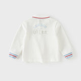 Dave&Bella Toddler Boys Versatile White College-style Polos