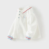 Dave&Bella Toddler Boys Versatile White College-style Polos