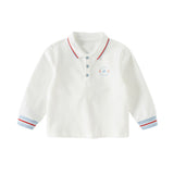Dave&Bella Toddler Boys Versatile White College-style Polos