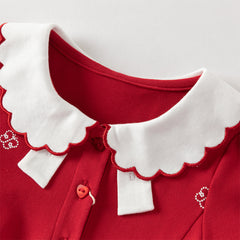 Dave&Bella Toddler Girls Charming Red Soft Long Sleeve Princess A-line Dress