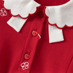 Dave&Bella Toddler Girls Charming Red Soft Long Sleeve Princess A-line Dress