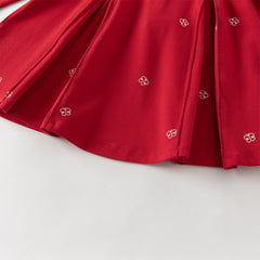 Dave&Bella Toddler Girls Charming Red Soft Long Sleeve Princess A-line Dress