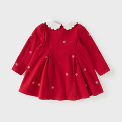 Dave&Bella Toddler Girls Charming Red Soft Long Sleeve Princess A-line Dress