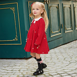 Dave&Bella Toddler Girls Charming Red Soft Long Sleeve Princess A-line Dress