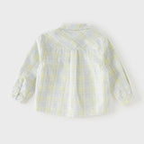 Dave&Bella Toddler Boys Blue Yellow Plaid Long Sleeve College-style Shirts