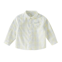 Dave&Bella Toddler Boys Blue Yellow Plaid Long Sleeve College-style Shirts