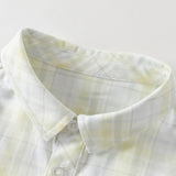 Dave&Bella Toddler Boys Blue Yellow Plaid Long Sleeve College-style Shirts