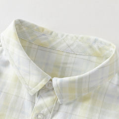 Dave&Bella Toddler Boys Blue Yellow Plaid Long Sleeve College-style Shirts