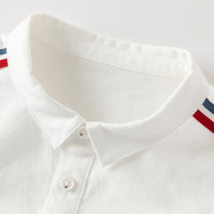 Dave&Bella Kids Boys Beige Turndown Collar Long Sleeve Cotton Shirts Tops