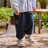 Dave&Bella Toddler Boys Grey Blue/Denim Blue Adjustable-waistband Wide Jeans