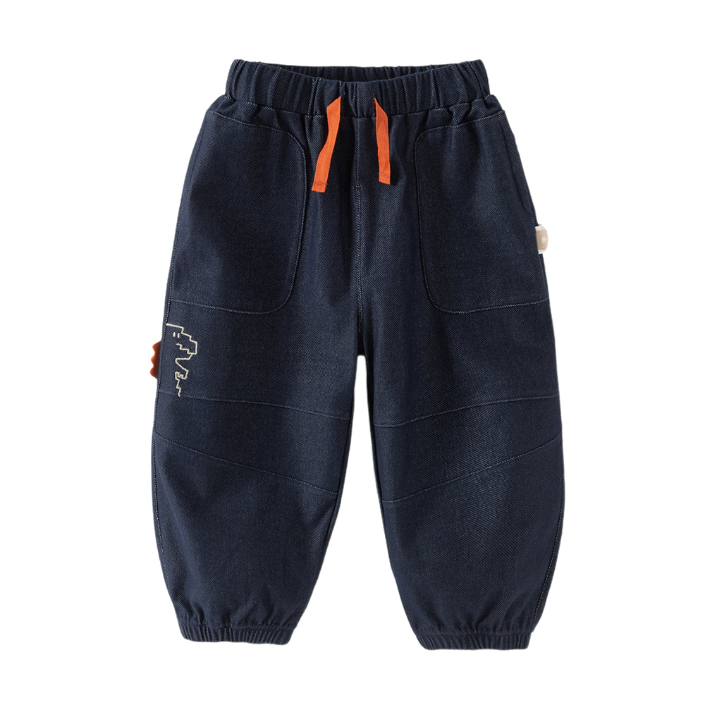 Dave&Bella Toddler Boys Grey Blue/Denim Blue Adjustable-waistband Wide Jeans