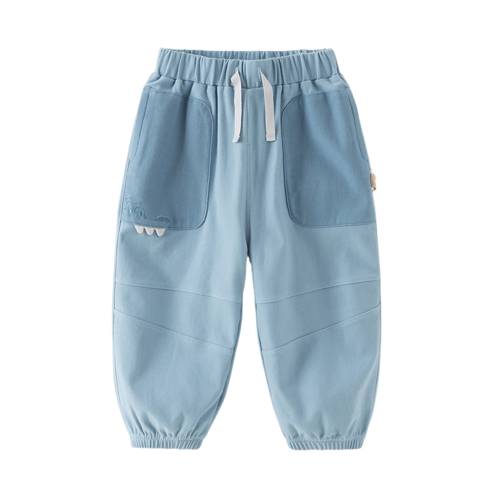 Dave&Bella Toddler Boys Grey Blue/Denim Blue Adjustable-waistband Wide Jeans