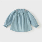 Dave&Bella Toddler Girls Fashion Denim Blue Turtle Soft Cotton Denim Shirts