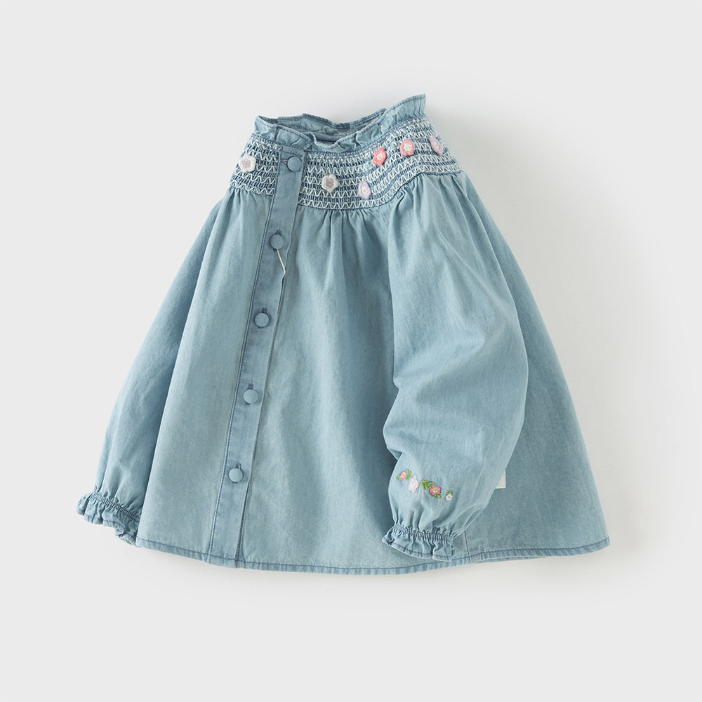 Dave&Bella Toddler Girls Fashion Denim Blue Turtle Soft Cotton Denim Shirts
