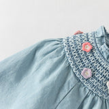 Dave&Bella Toddler Girls Fashion Denim Blue Turtle Soft Cotton Denim Shirts