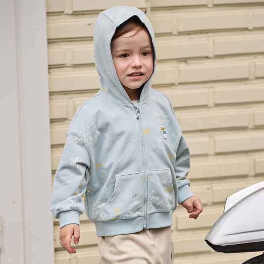 Dave&Bella Toddler Boys Blue Outwear Long Sleeve Hooded Lightweight Jackets