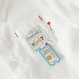 Dave&Bella Toddler Boys Gentle White Long Sleeve College-style Cotton Soft Shirt Tops