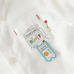 Dave&Bella Toddler Boys Gentle White Long Sleeve College-style Cotton Soft Shirt Tops