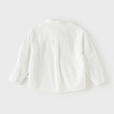 Dave&Bella Toddler Boys Gentle White Long Sleeve College-style Cotton Soft Shirt Tops