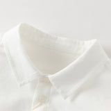 Dave&Bella Toddler Boys Gentle White Long Sleeve College-style Cotton Soft Shirt Tops